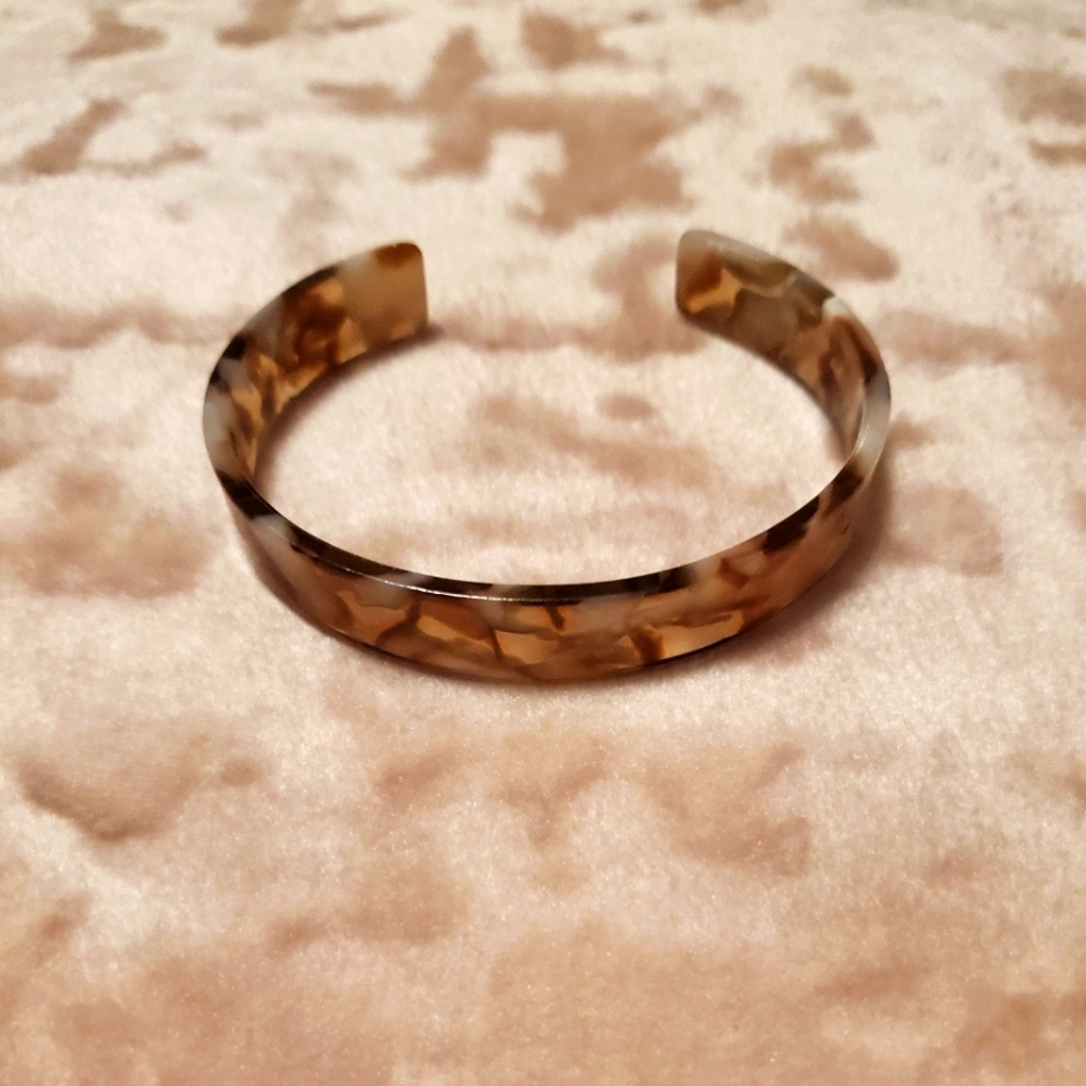 Marble Resin Bangle Bracelet Brown Rose Pearlescent